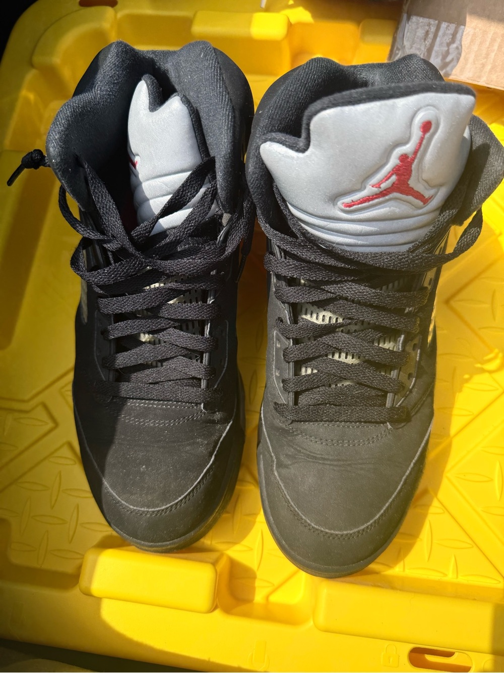 Jordan Black and Gray High-Top Sneakers with Red Jumpman